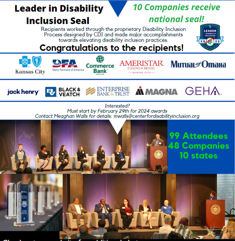 Congratulations to ten companies for receiving the national Leader in Disability Inclusion Seal of Accomplishment Award.