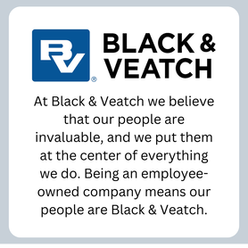 At Black & Veatch we believe that our people are invaluable, and we put them at the center of everything we do. Being an employee-owned company means our people are Black & Veatch.y