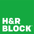 H and R Block logo white lettering on green background